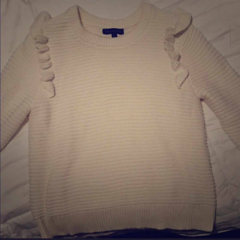 Ivory banana republic ruffle sweater